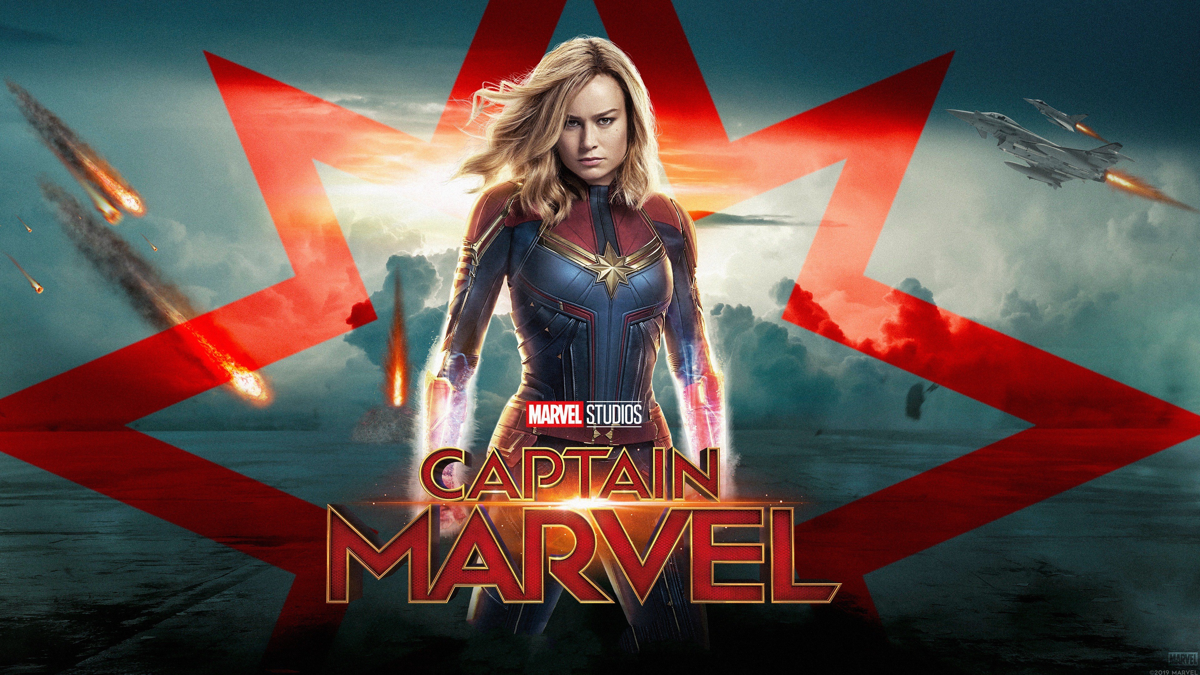 4k Carol Danvers Captain Marvel Background HD Wallpaper