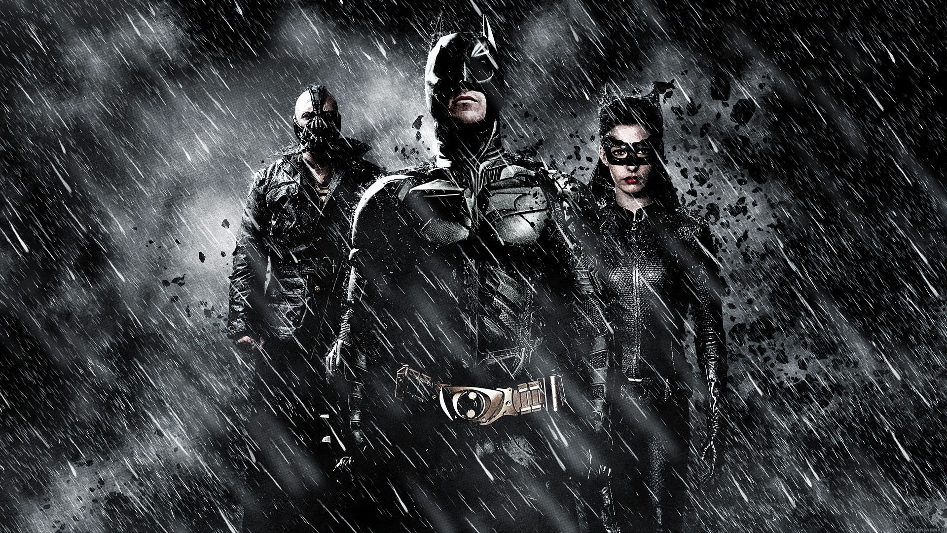 Batman Movies Rain Catwoman Bane The Dark Knight Rises