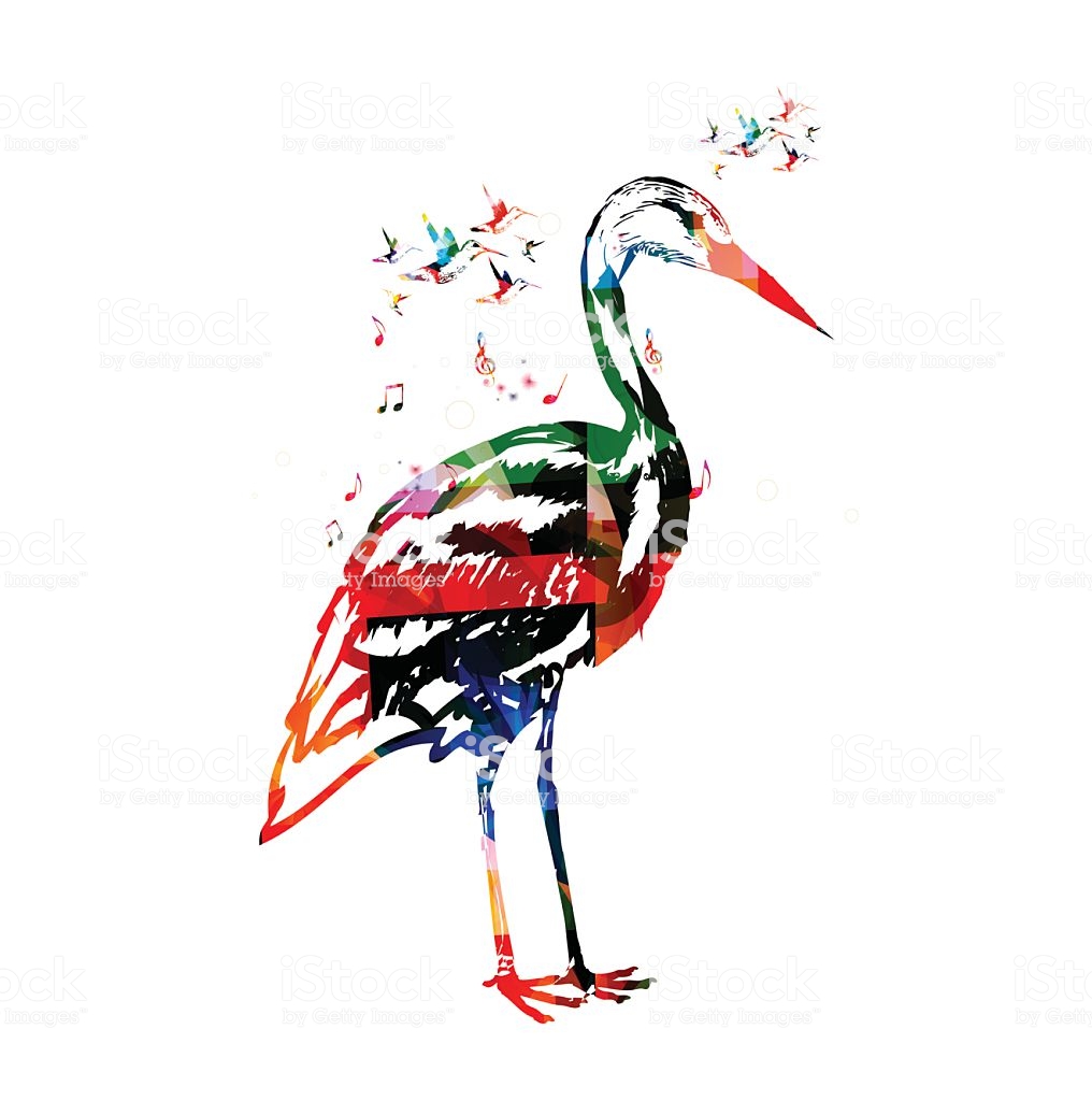 Colorful Vector Stork Background With Hummingbirds Stock 1016x1024