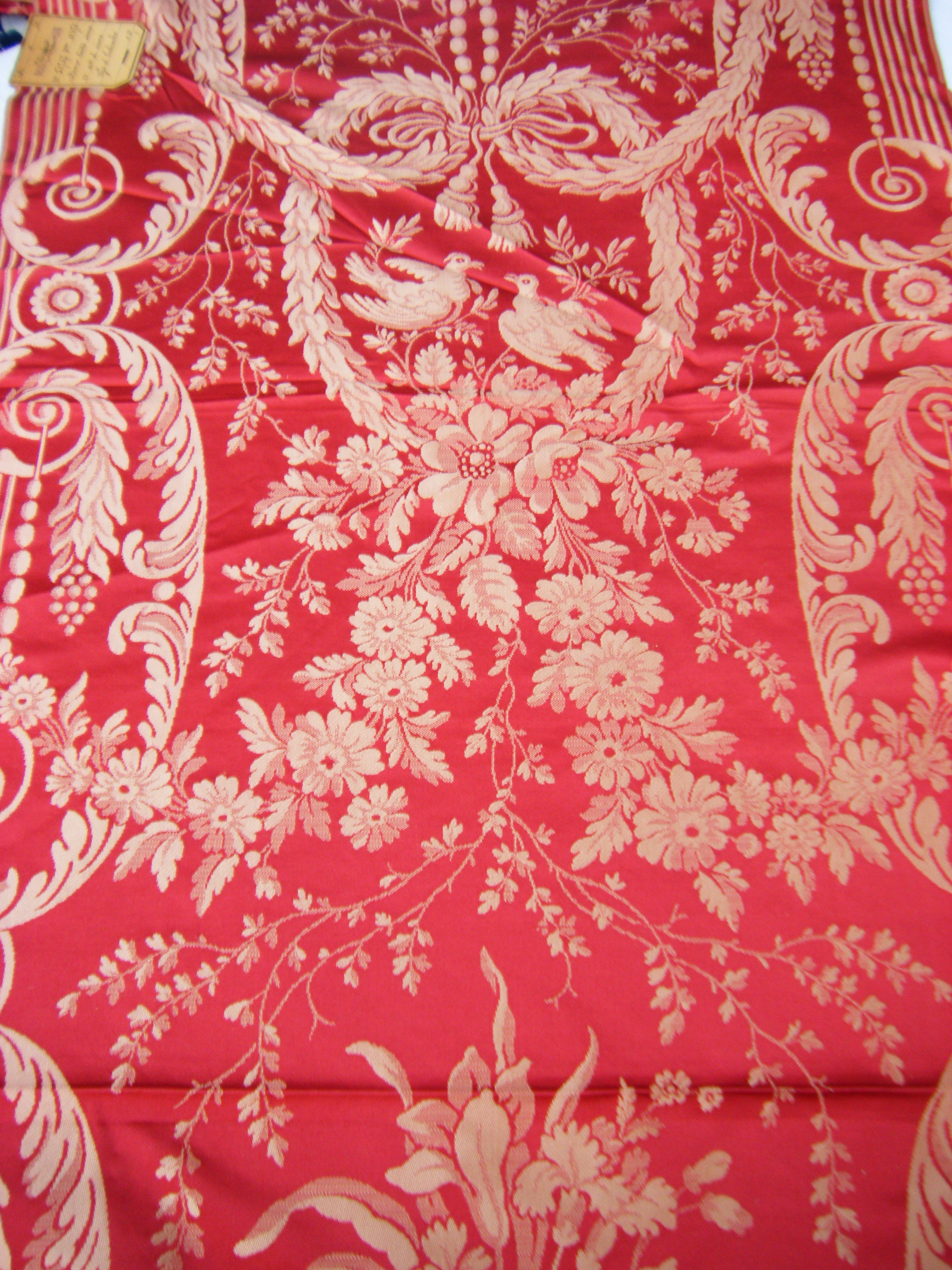 Red damask silk hamot archives french antique textiles Black