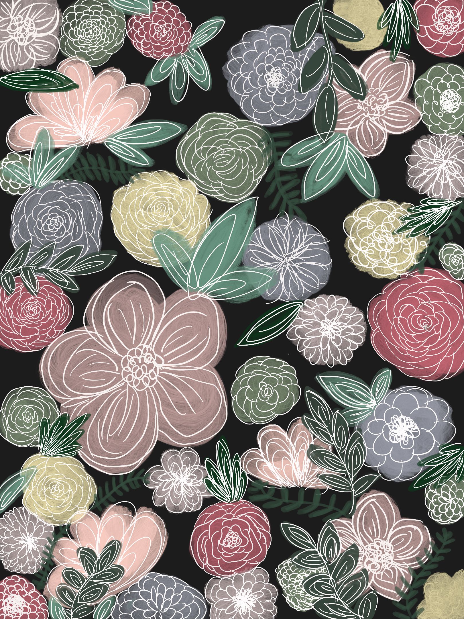 Floral Background Flower Drawing Procreate iPad Art