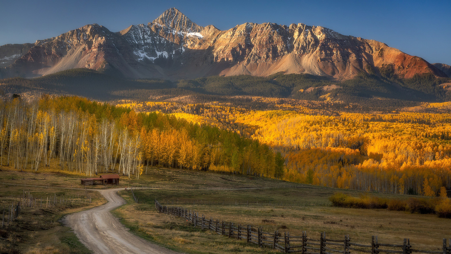 Colorado Mountain Ranch Road During Fall Season HD Nature Wallpaper