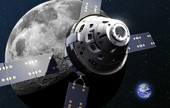 Wallpaper Orion Spacecraft Space Ship Moon Earth