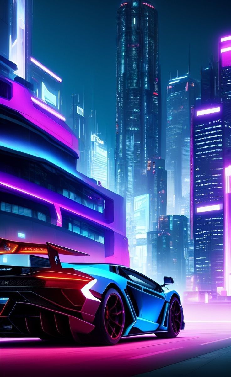 Anime Lamborghini Cool Car Drawings Futuristic Cars Neon Wallpaper