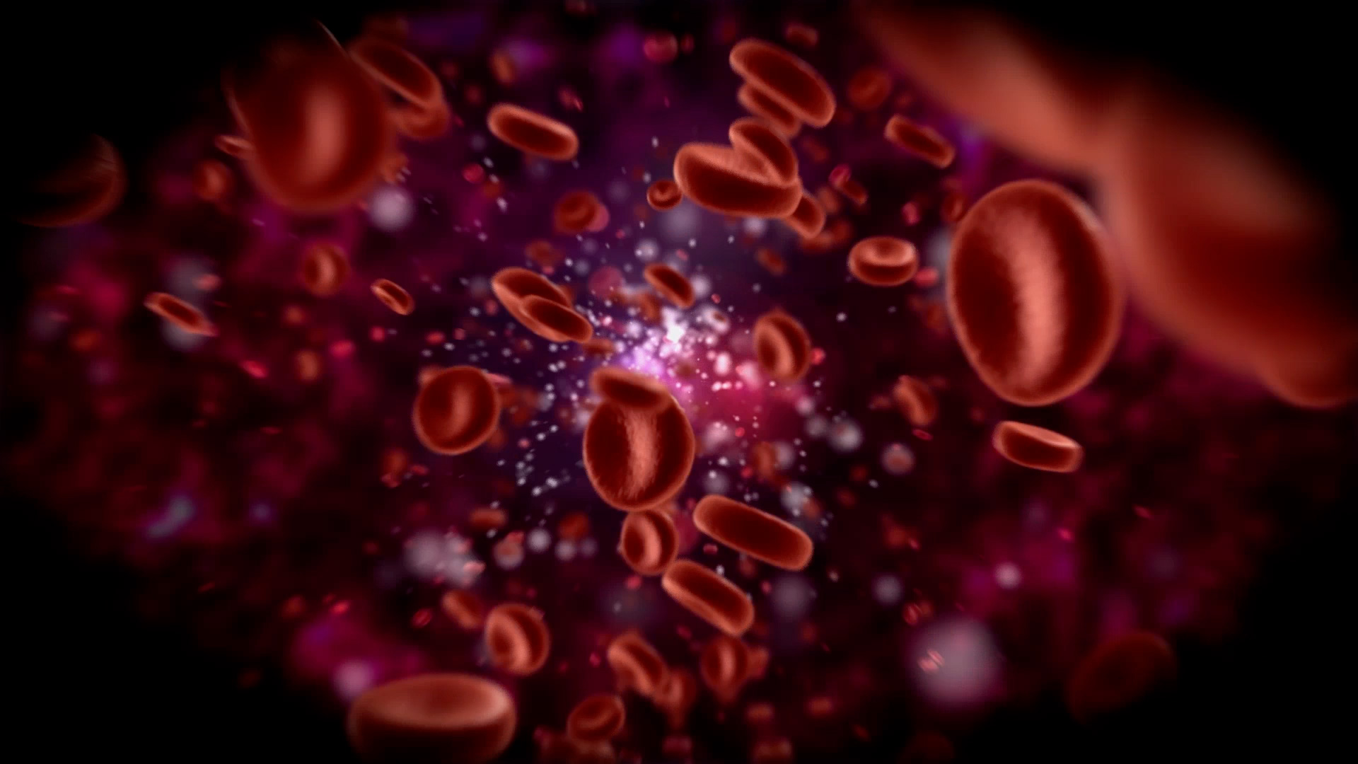 Red Blood Cells Flow Traveling Through A Vein Inside Body