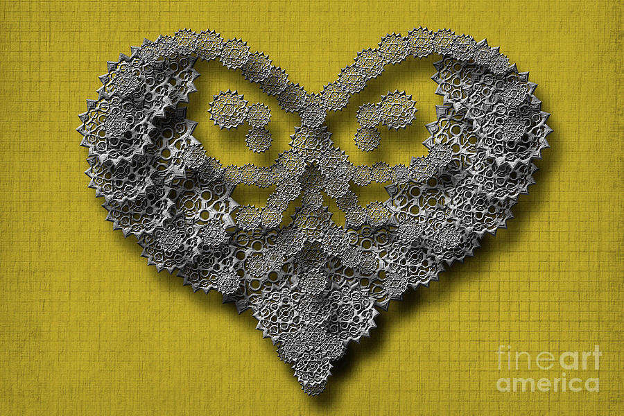 Gear Hearth Yellow Background Digital Art By Afrodita Ellerman