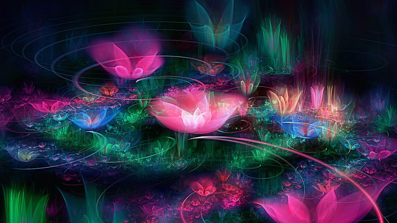 Wallpaper Background Futuristic Abstract Flowers