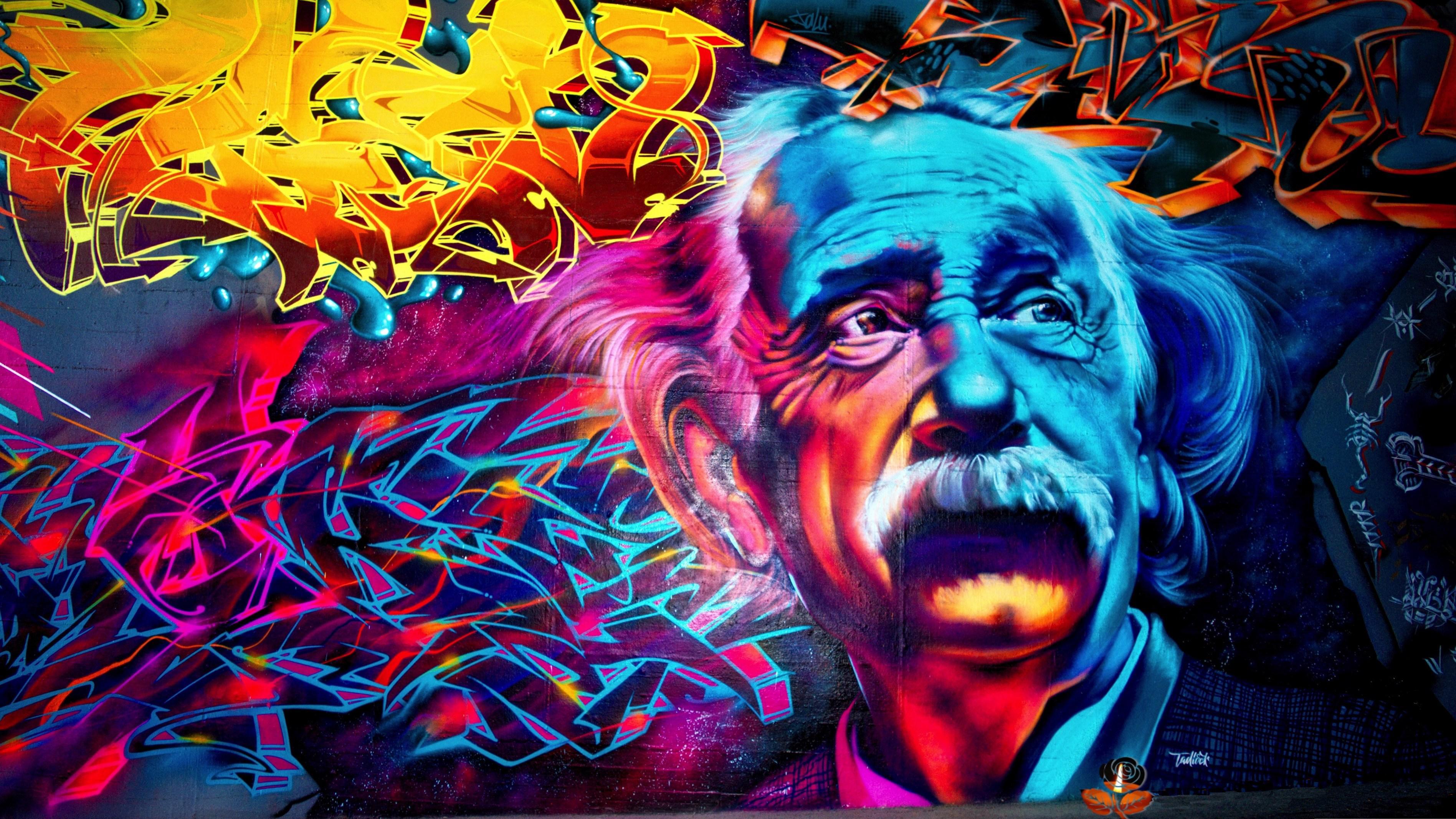 Einstein Graffiti Street Art Wallpaper