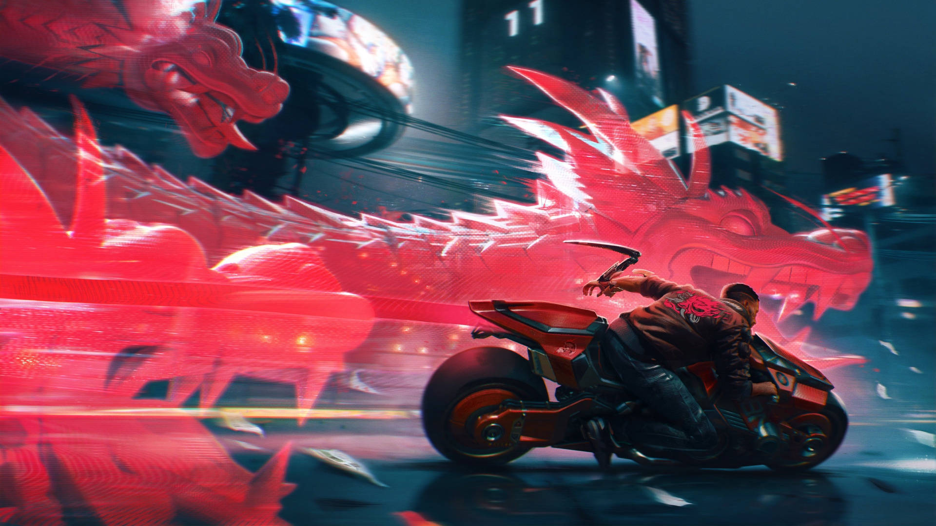 Cyberpunk Red Dragon Wallpaper