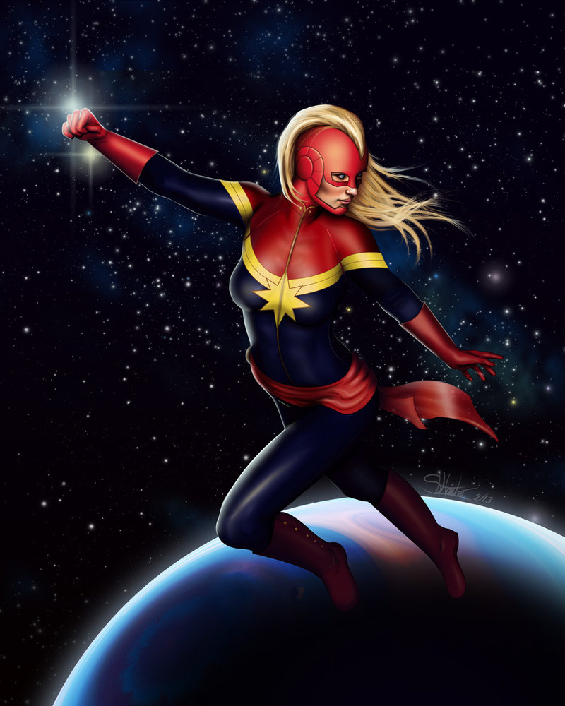 Captain Marvel In Flight By Lilyinblue