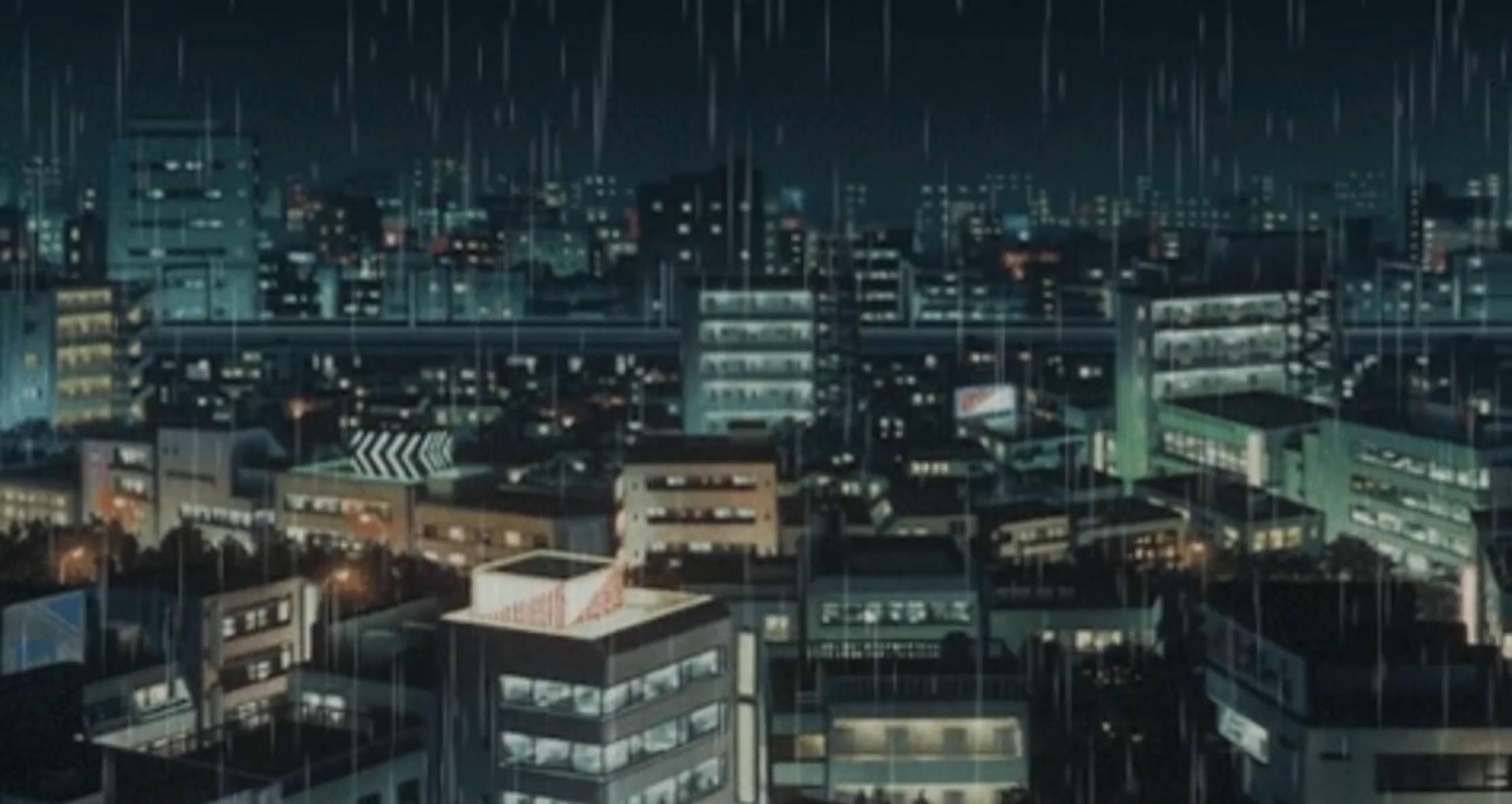 Lo Fi Anime Japan On Rainy Night Wallpaper