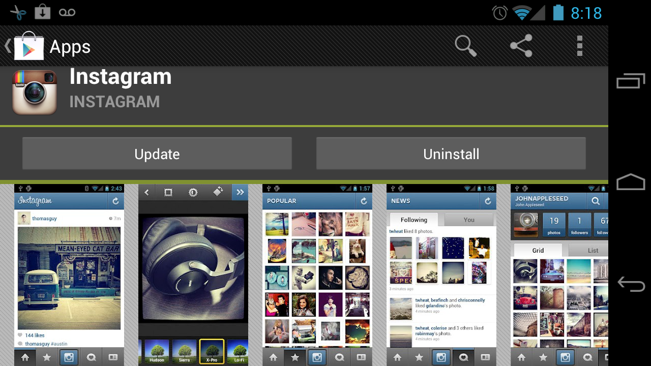 Instagram Updated In Play Store Weles Htc One X Users To The