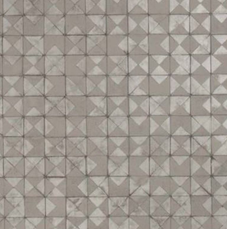 Wallpaper Designer Gray Silver Metallic Faux Mosaic Tiles Modern