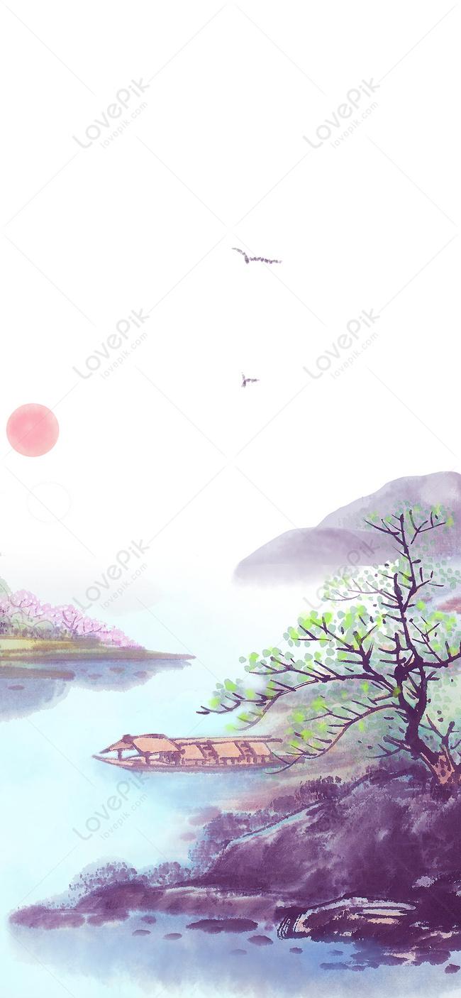 Chinese Painting Landscape Mobile Phone Wallpaper Image