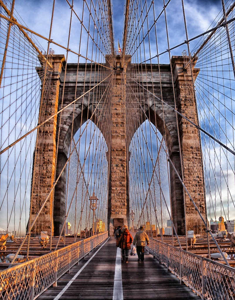 Symmetrical Shot Of The Brooklyn Bridge Wallpaper High