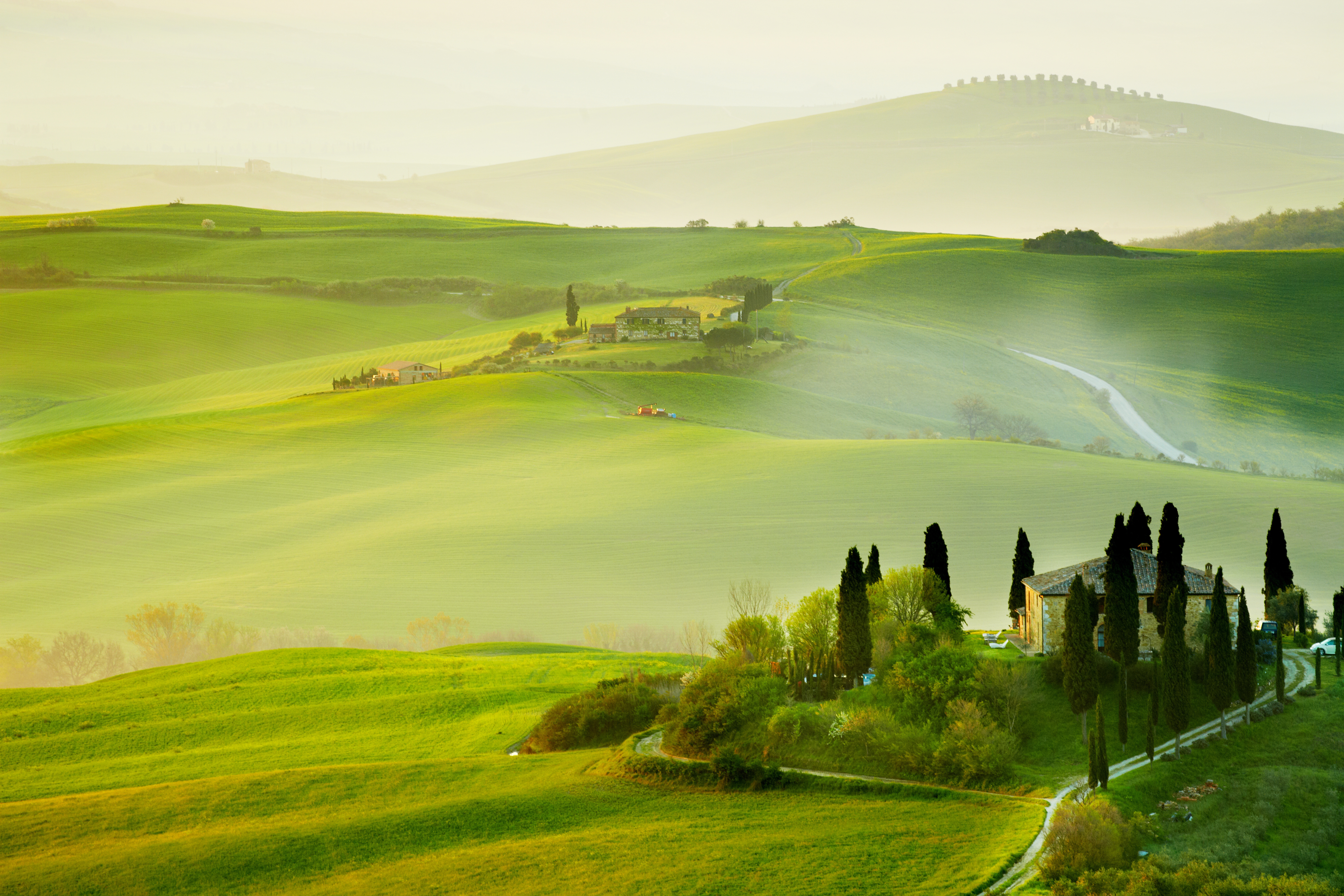 Italy Tuscany San Quirico Orcia Summer Countryside Landscape