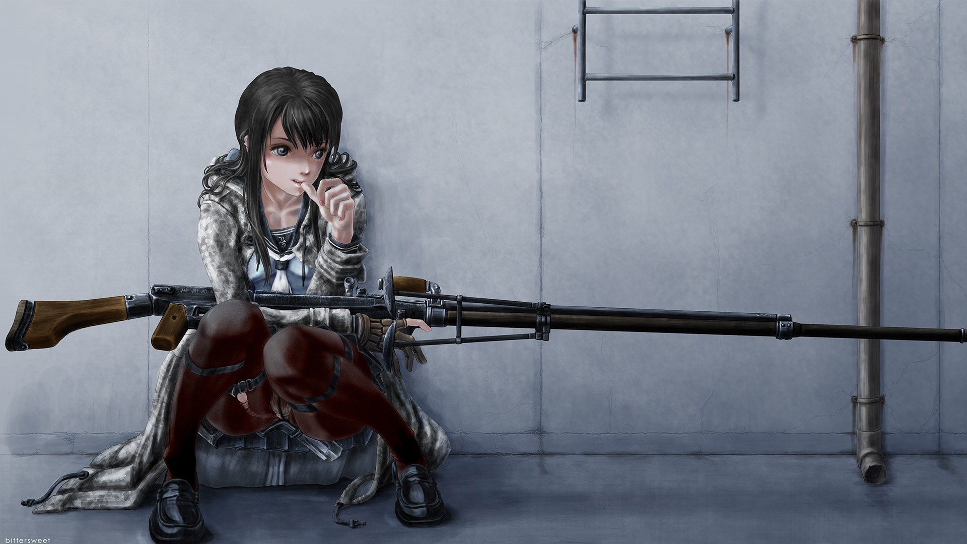 Rifles Guns Weapons Digital Art Anime Manga Girls