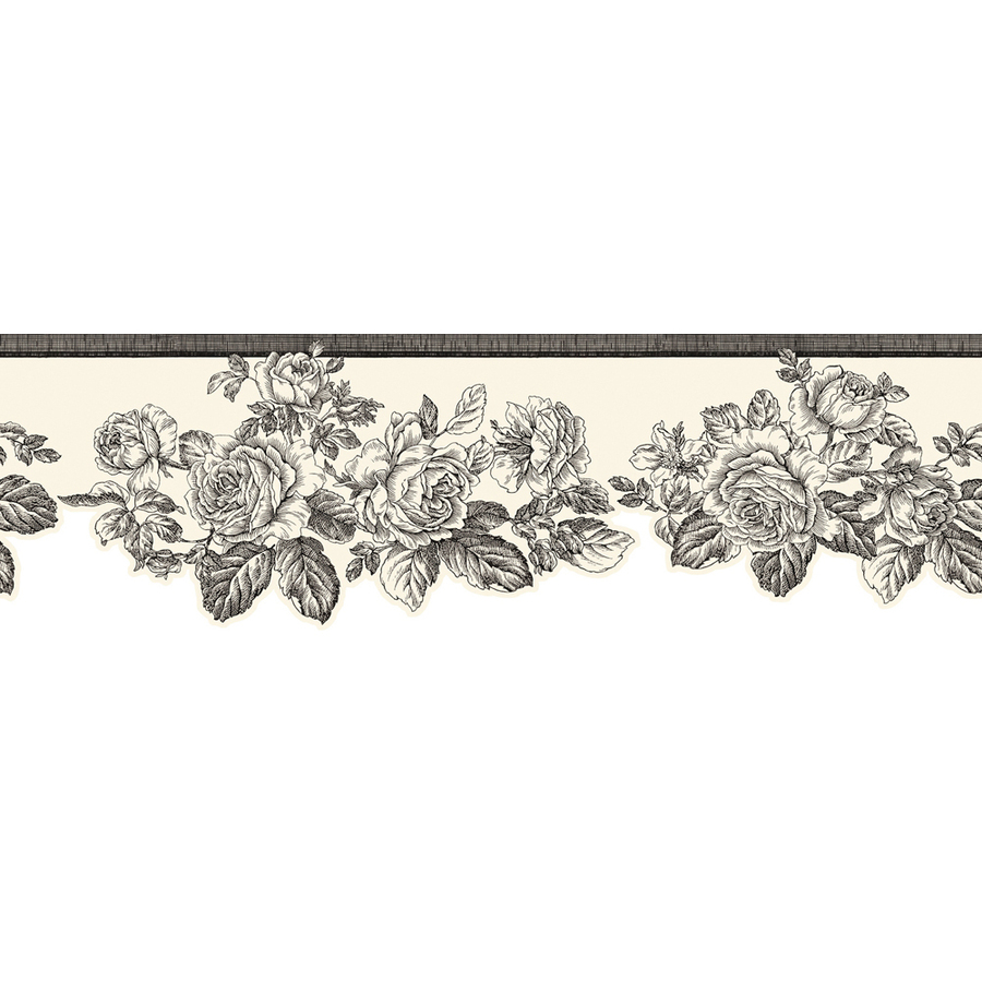 Black And White Rose Prepasted Wallpaper Border At Lowes