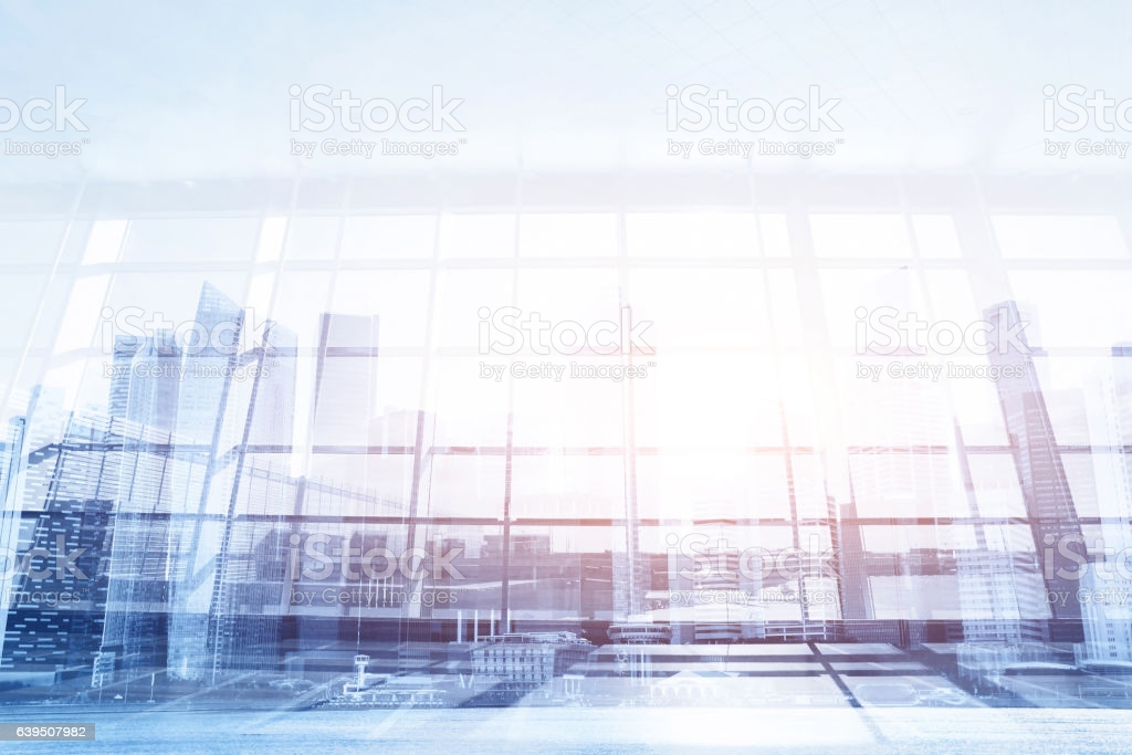 Modern Business Background Glass Wall In The Office Or Airport