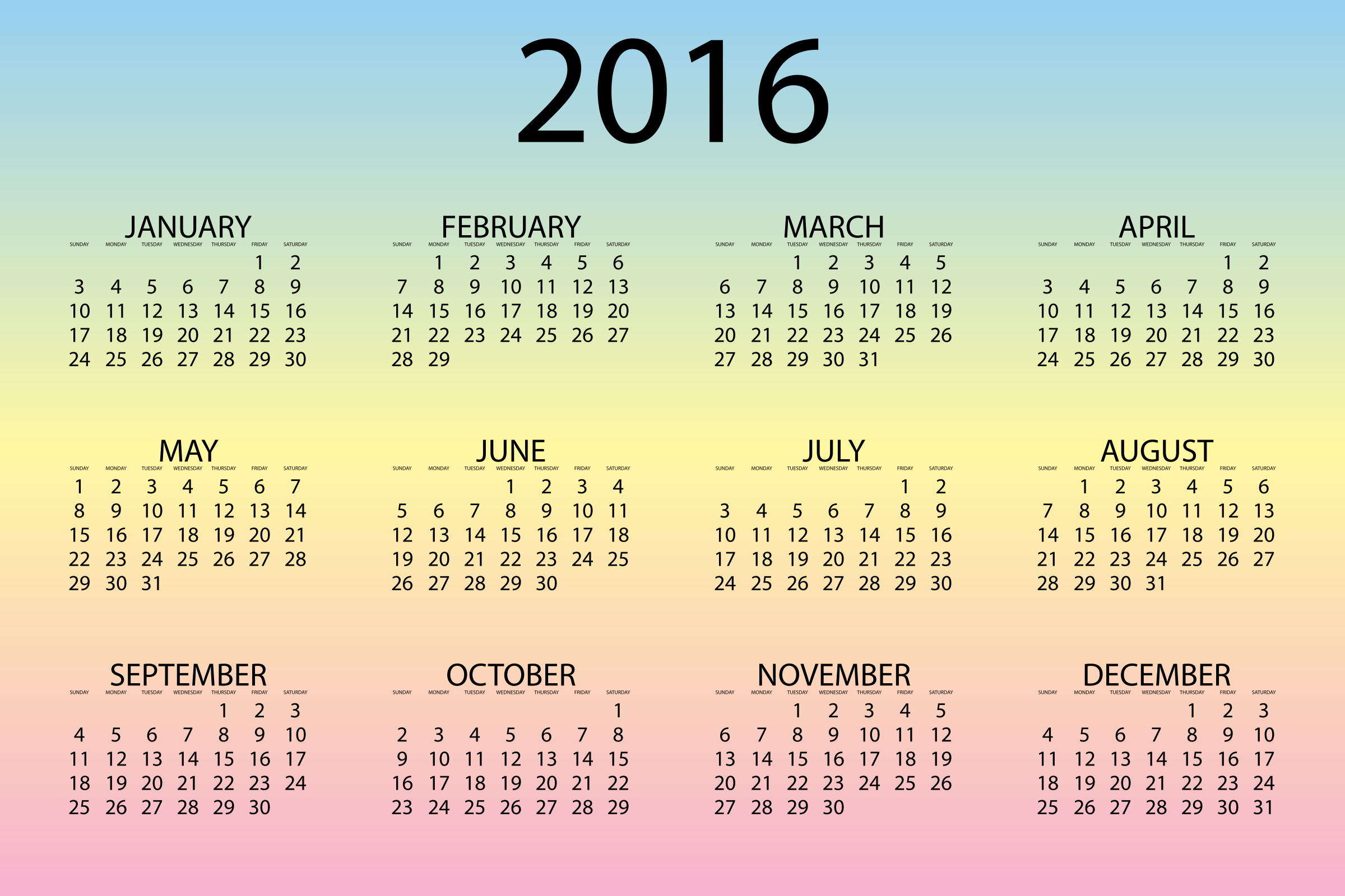 2016 Calendar   Wallpapers Pictures Pics Photos Images Desktop 2400x1600