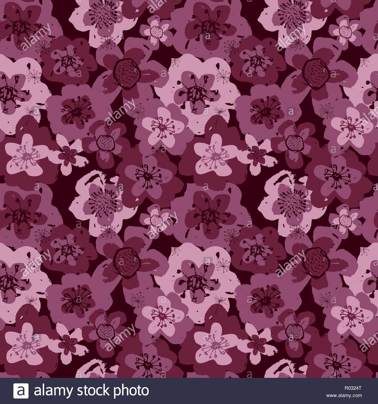 Sophisticated Vector Pink And Burgundy Floral Seamless Pattern On