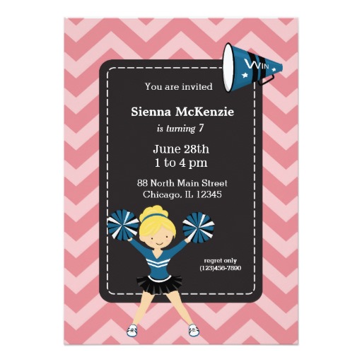 Cheerleader Choose Your Own Background Color Paper Invitation