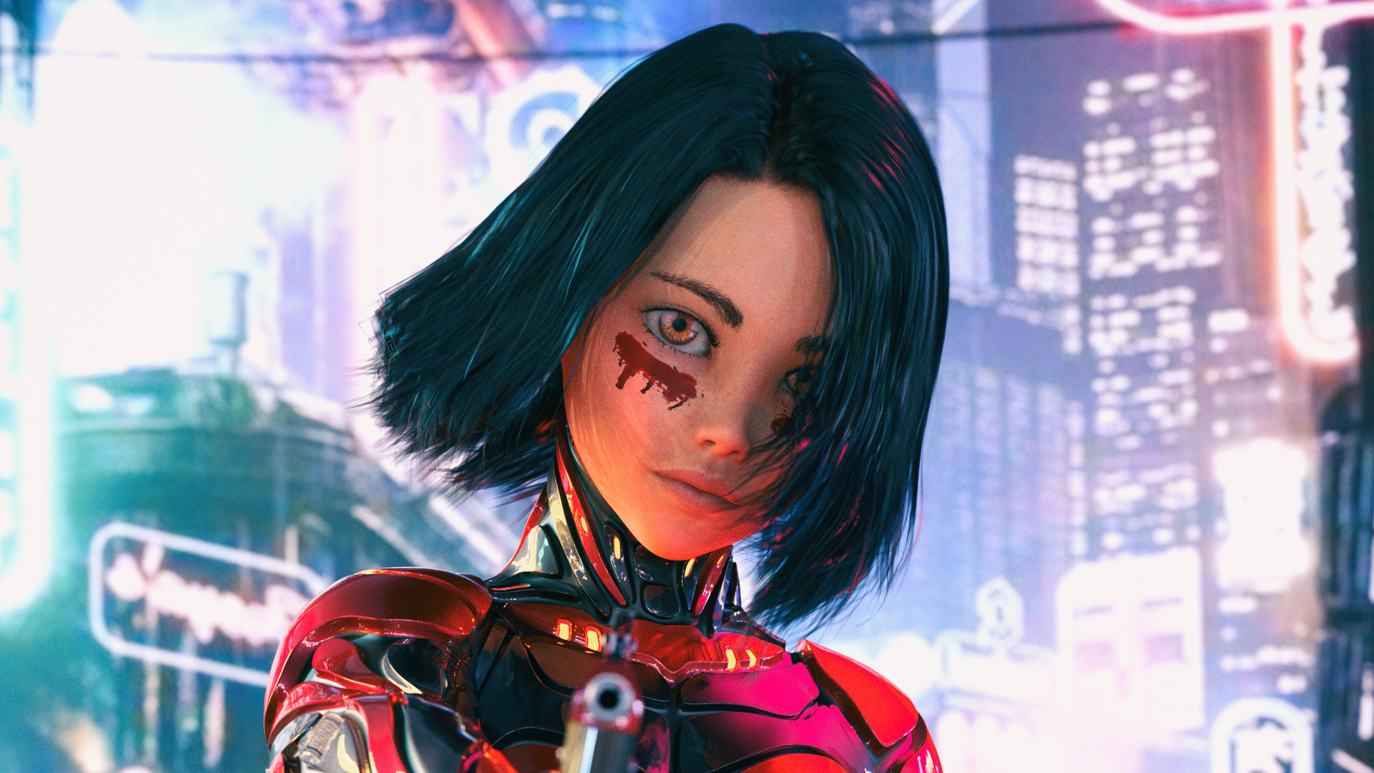 Alita Battle Angel Render Art Wallpaper HD Movies 4k