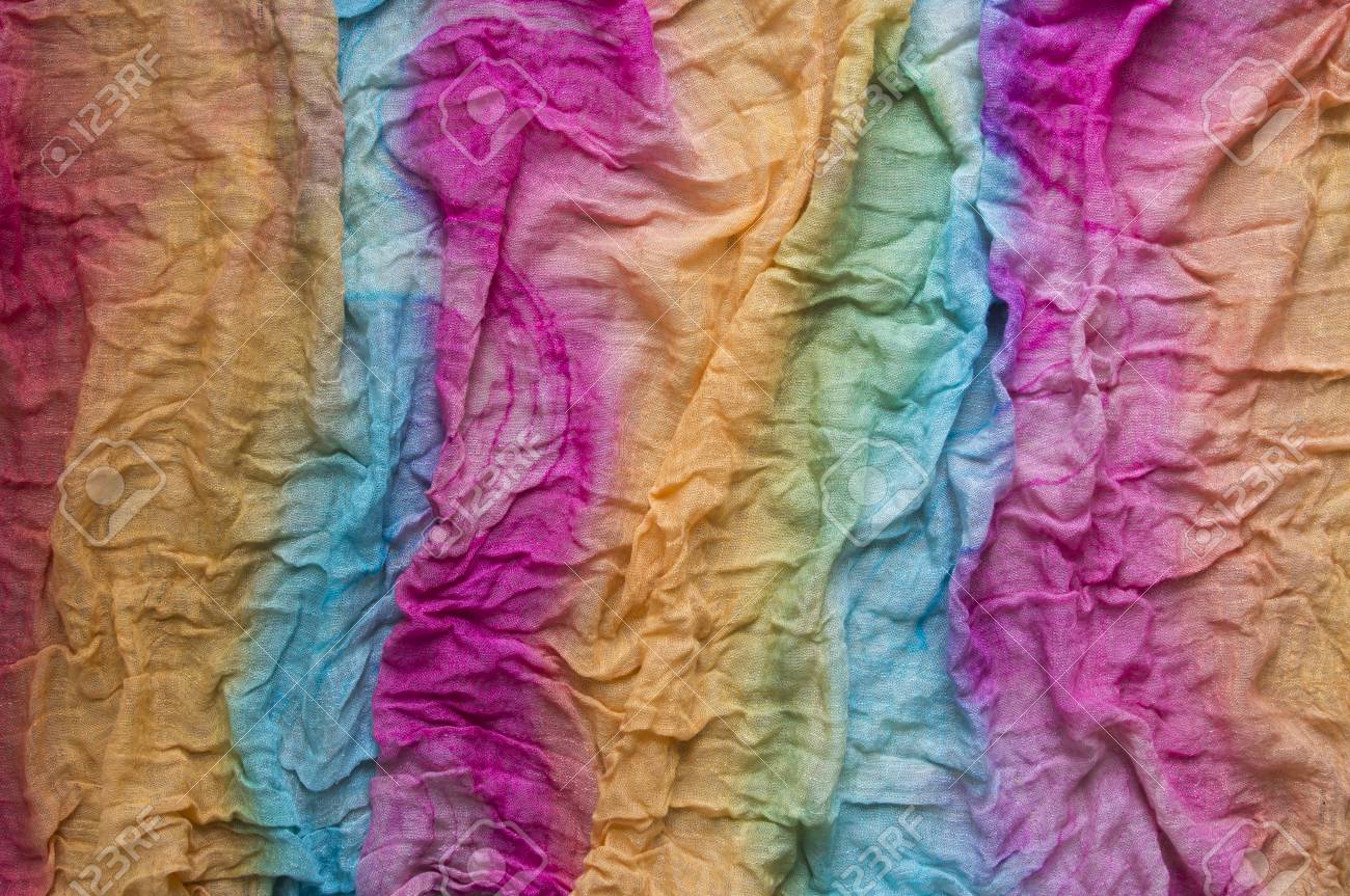 Background Multicolored Scarf Stole Cloth Wave Rainbow Chintz