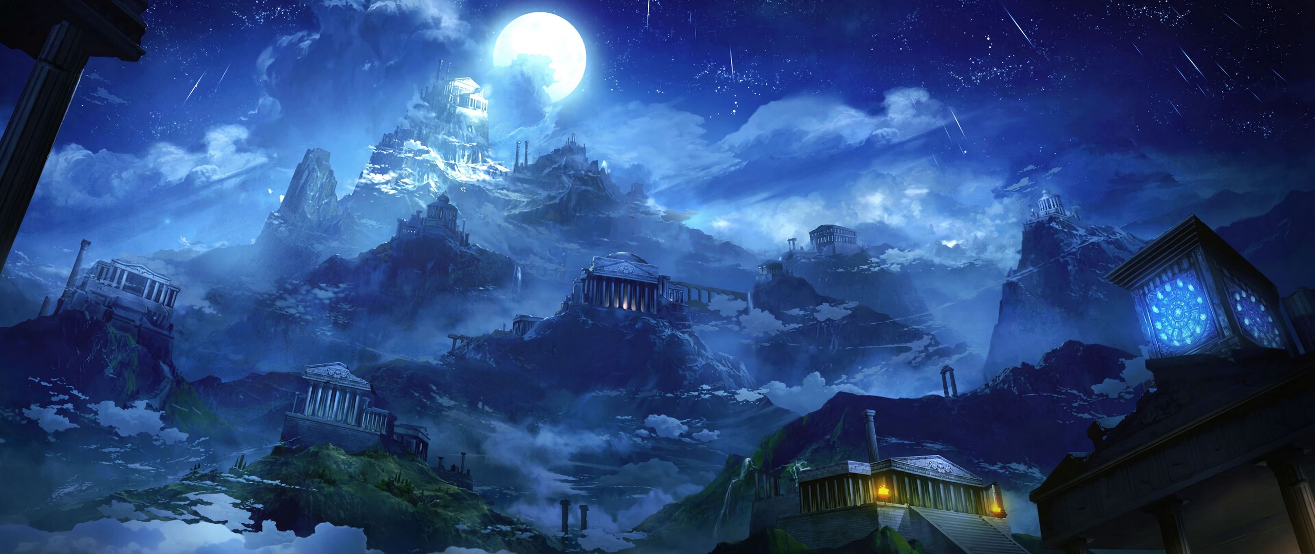 Wallpaper Architecture Building Fantasy Moon Art