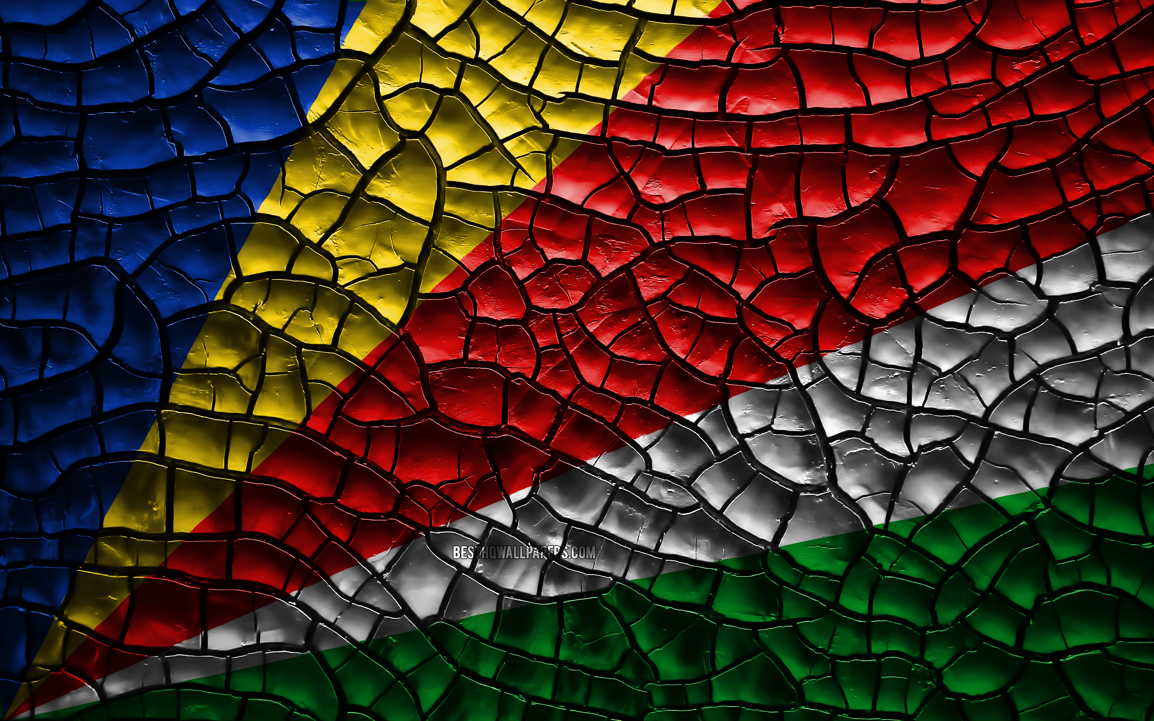 Wallpaper Flag Of Seychelles 4k Cracked Soil Africa