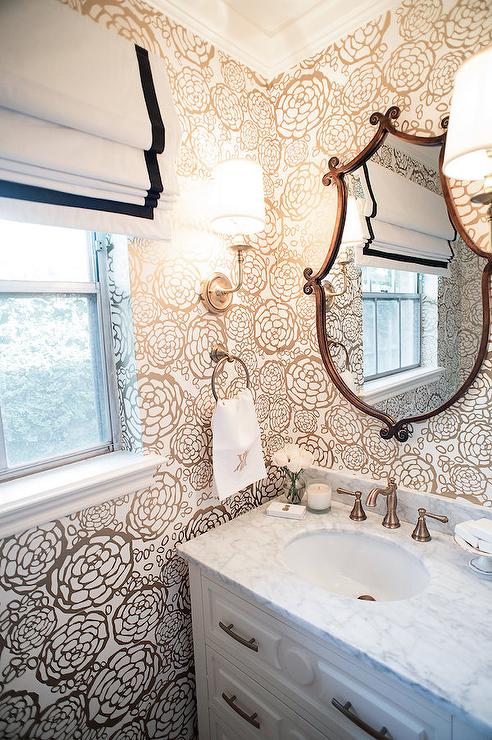 Hygge And West Petal Pusher Wallpaper Transitional Bathroom