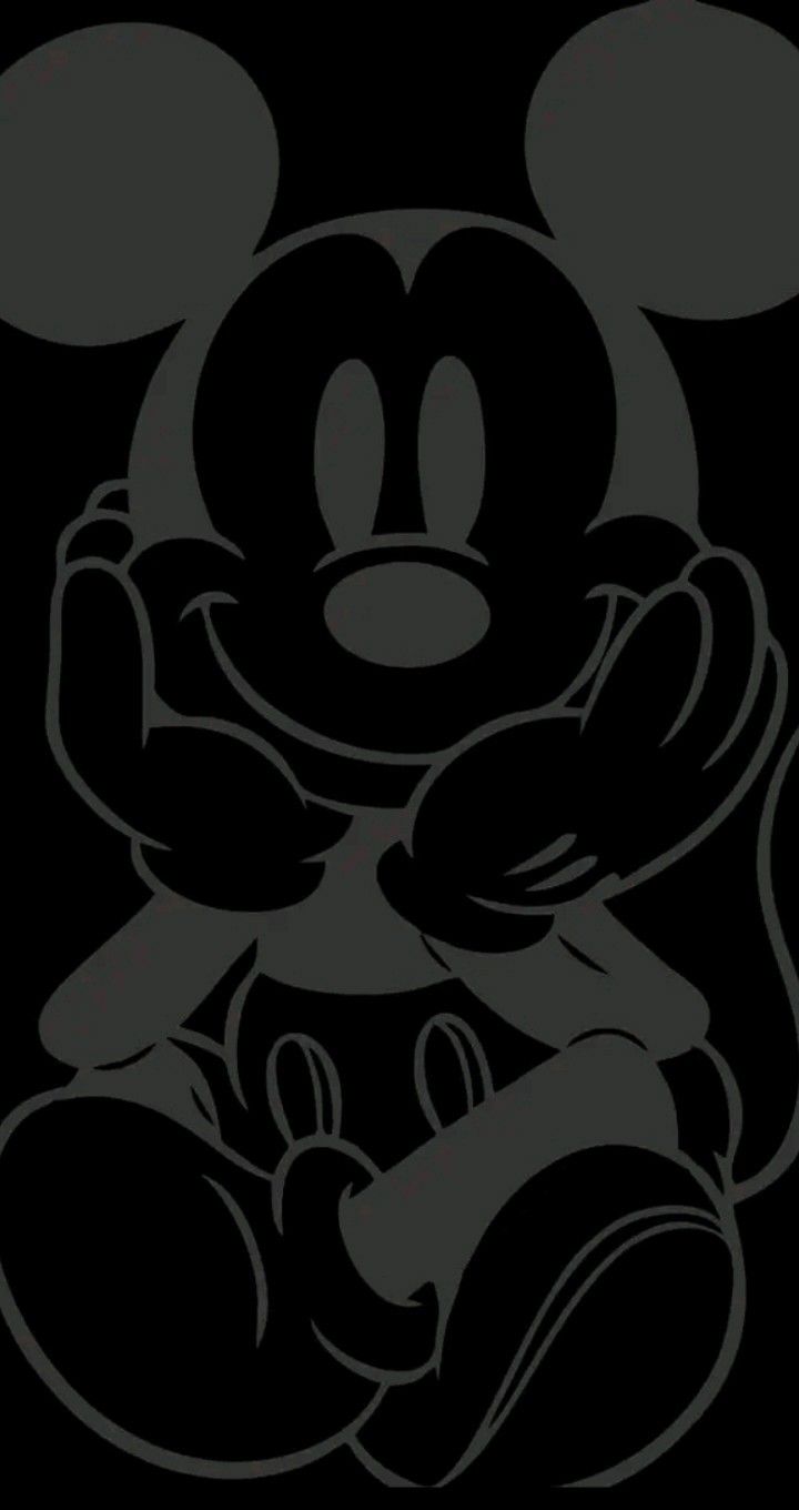 A Black And White Drawing Of Mickey Mouse Wallpaper