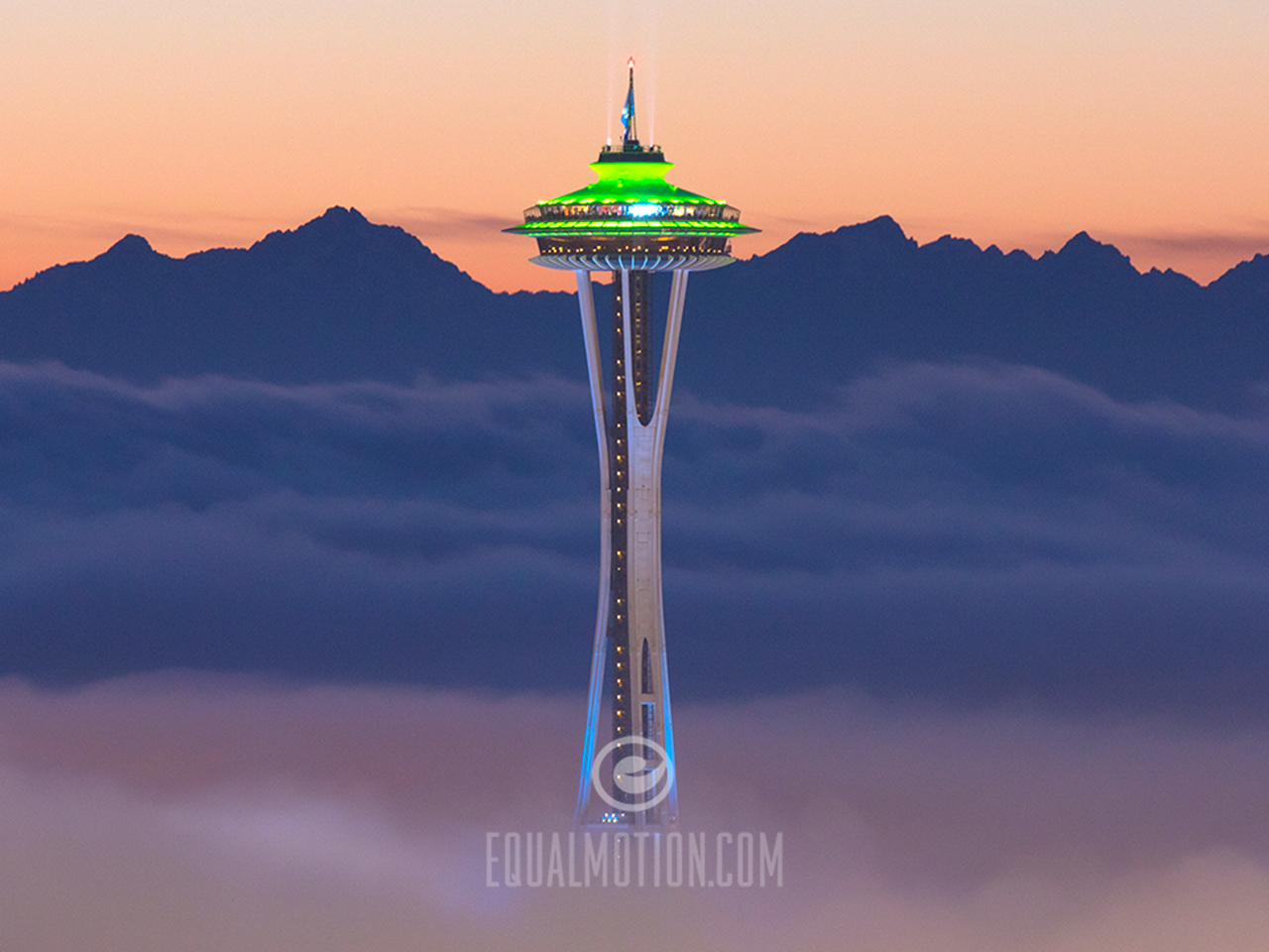 Space Needle Foggy Sunset Phone And Desktop Wallpaper Equal Motion