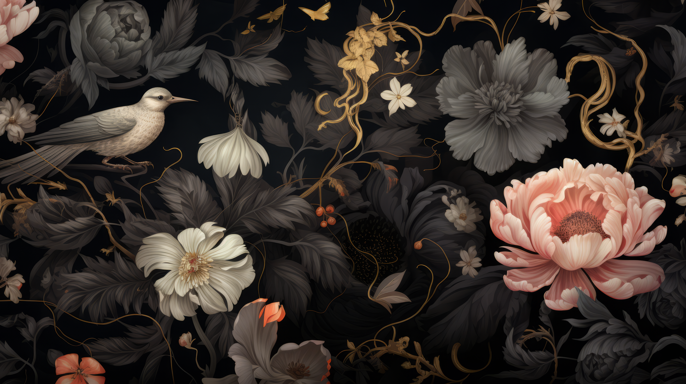 Dark Floral Elegance Aesthetic Black Flower HD Wallpaper By Laxmonaut
