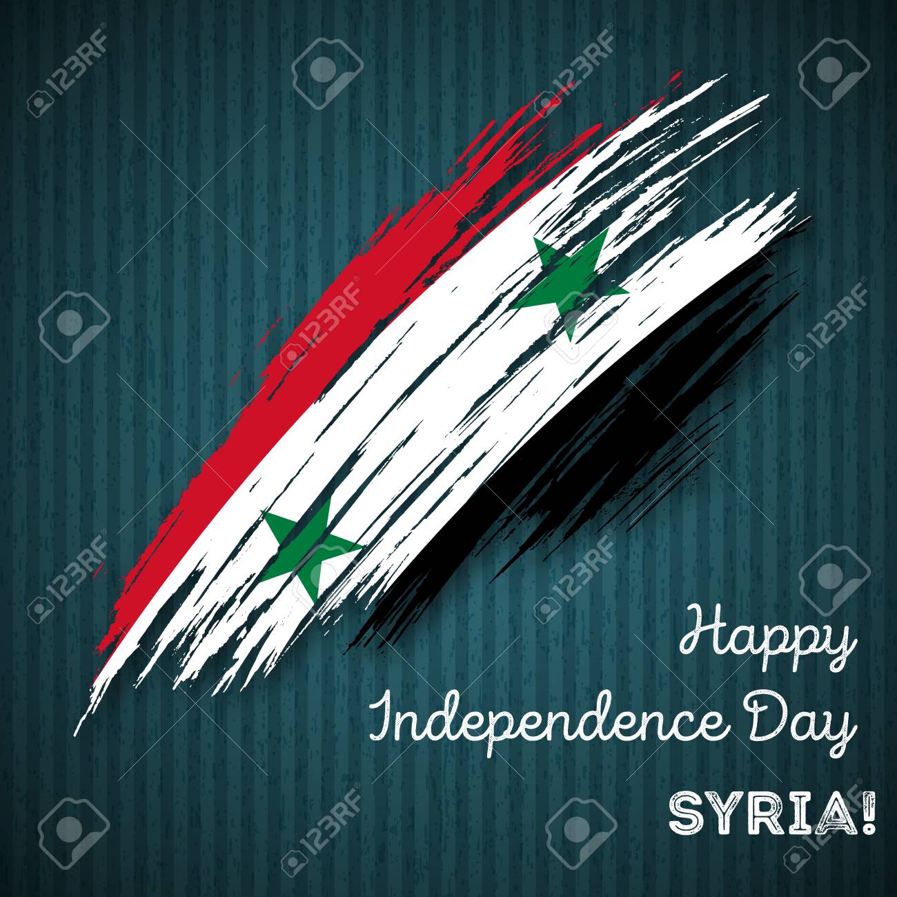 Syria Independence Day Patriotic Design Expressive Brush Stroke