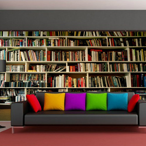 Bookcase Books Bookshelf Wall Wallpaper Living Room Bedroom