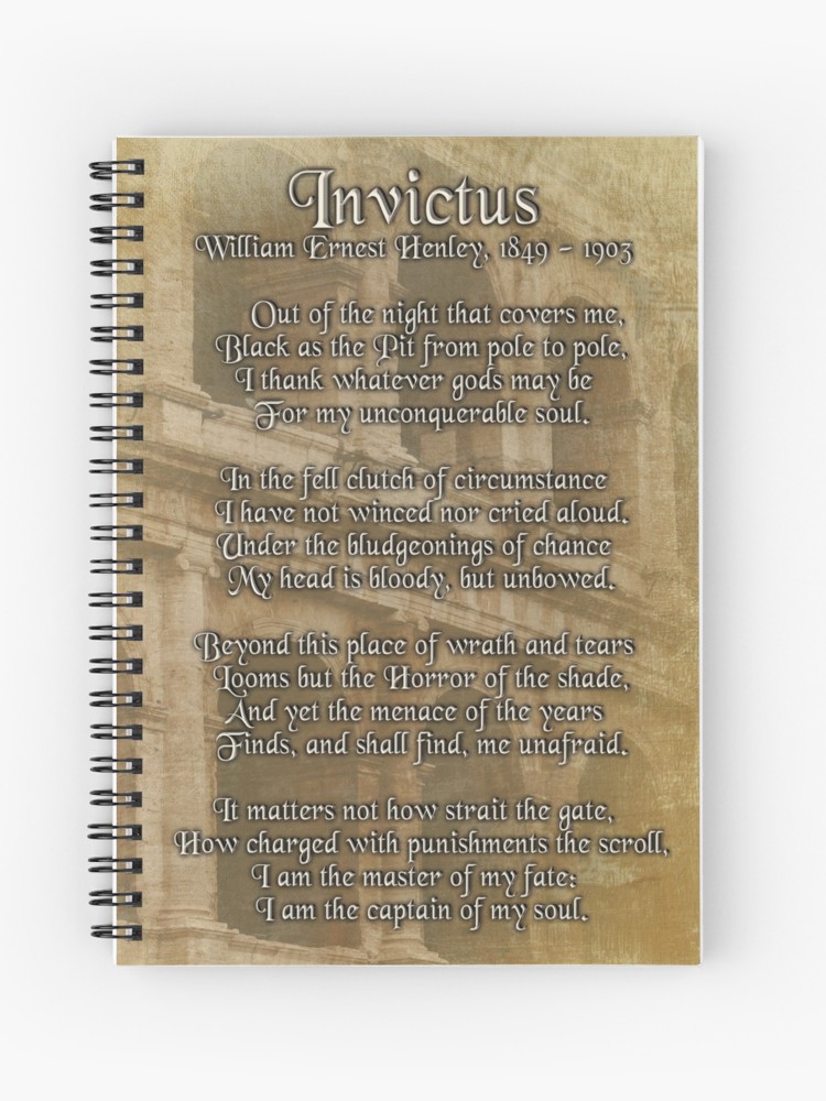 Invictus Prose On Parchment Look Background Spiral Notebook By