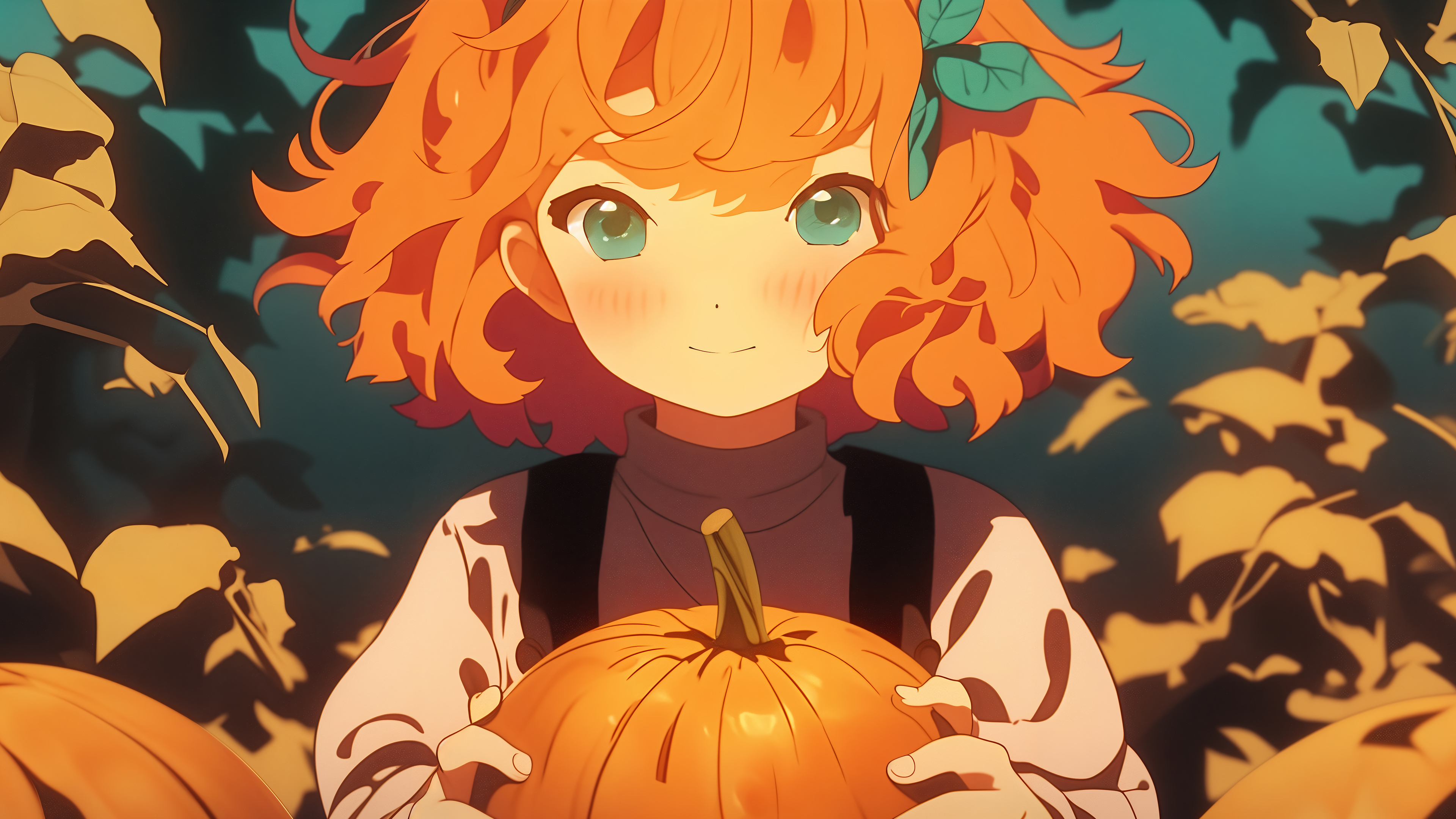 Halloween Anime Girl Pumpkin B Pc 4k Wallpaper