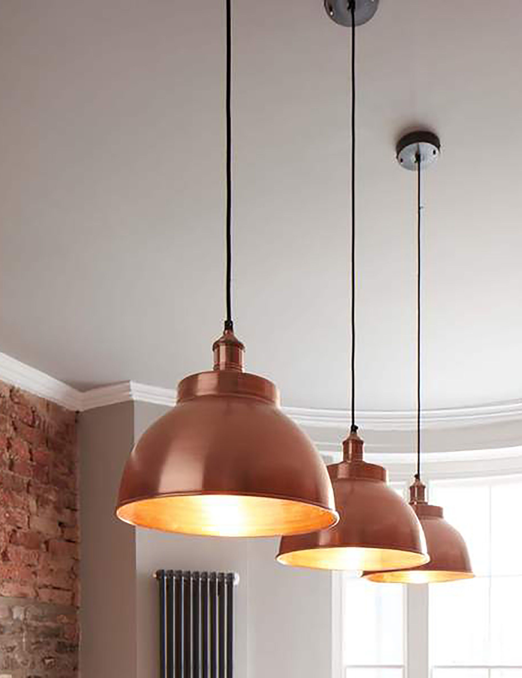 Industrial Brooklyn Dome Copper Pendant Light By Industville Wallpaper
