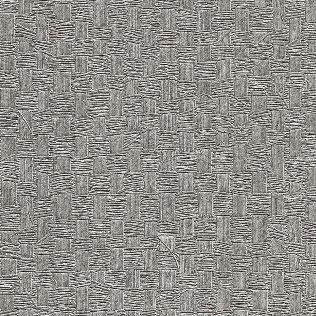 Metallic Grey Geometric Embossed Woven Basket Wallpaper   Contemporary