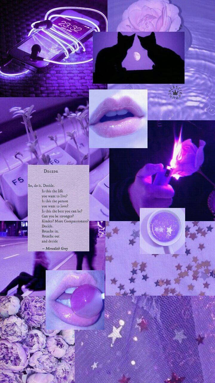 Neon And Pastel Purple Collage Wallpaper