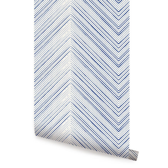 Free download Chevron Lines Blue Peel Stick Fabric Wallpaper