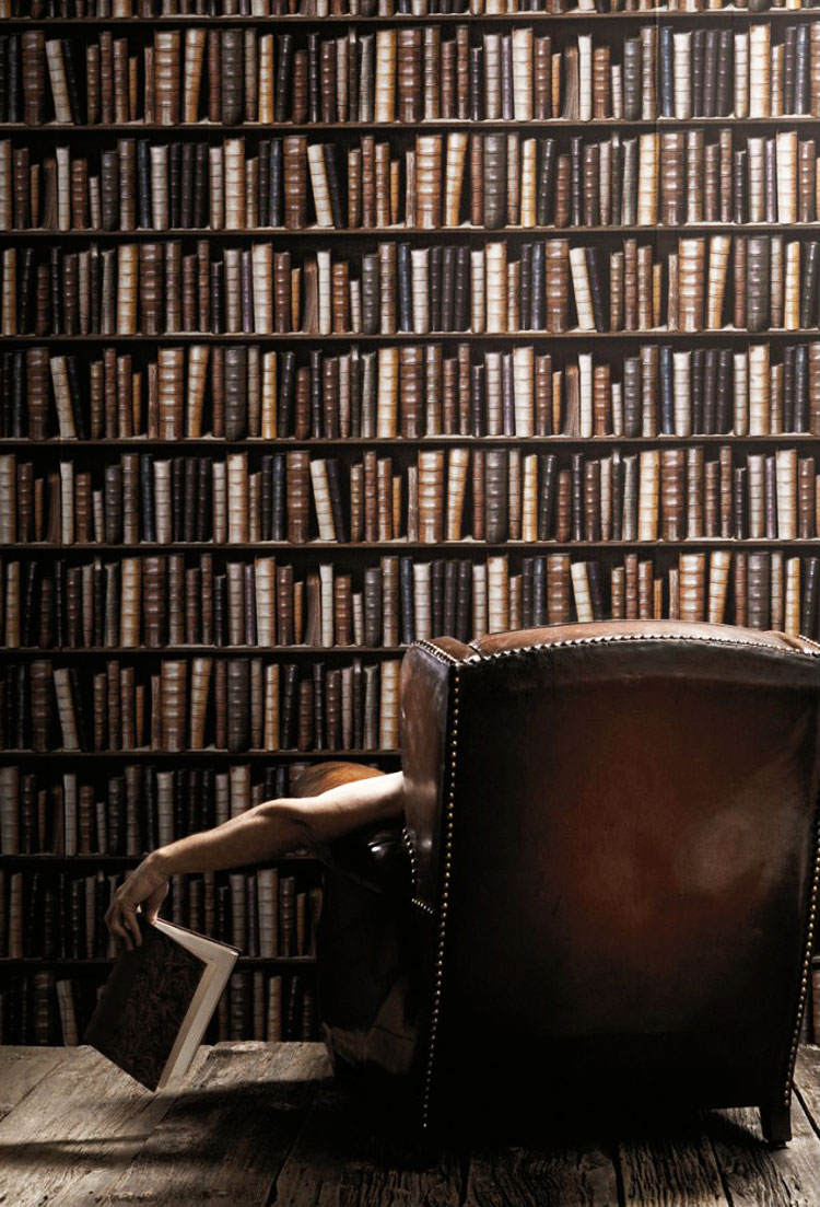 Library Bookcase Wallpaper