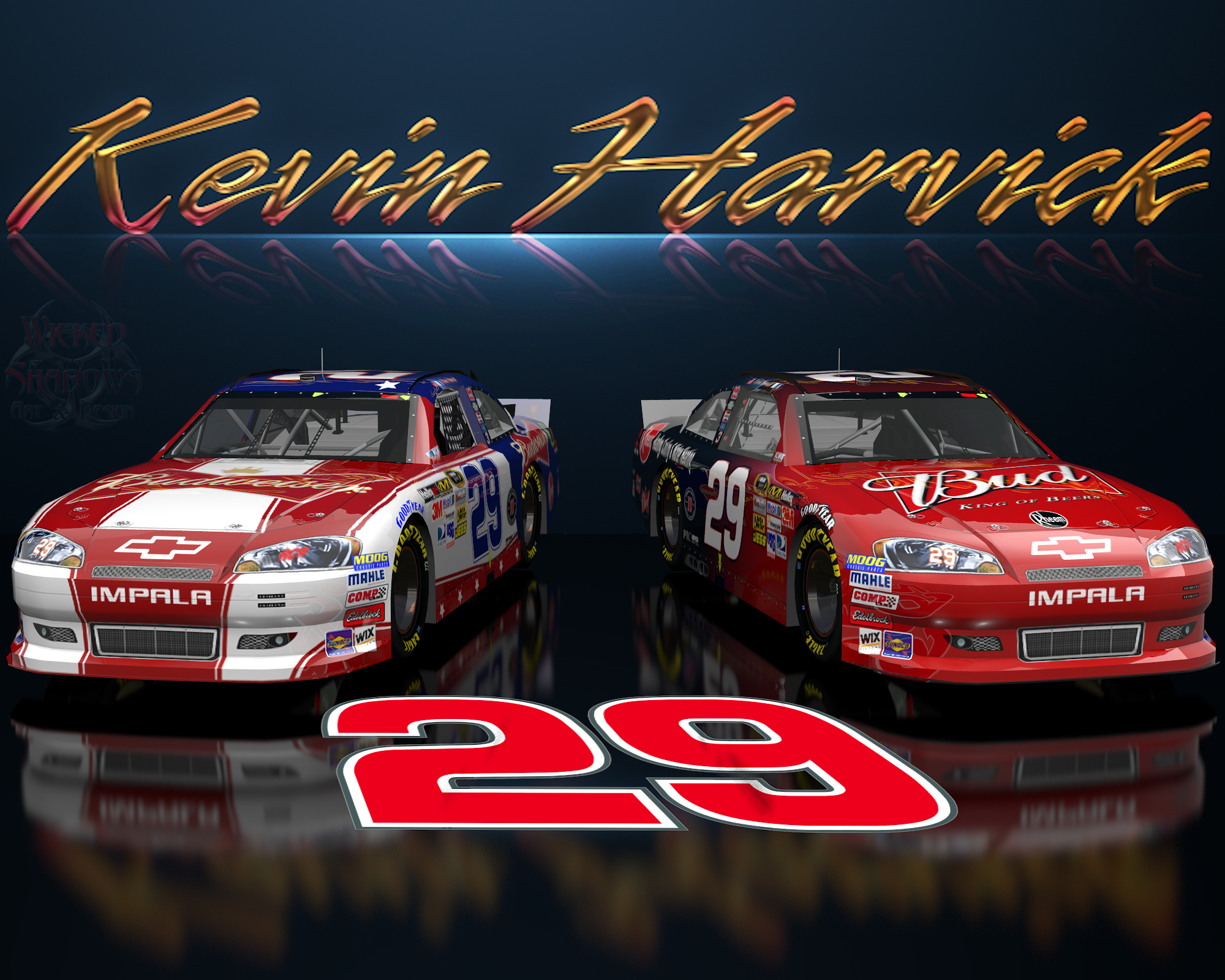 Kevin Harvick Budweiser Wicked Text Wallpaper