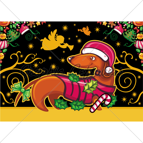 Colorful Christmas Greeting Card With Cute Chri