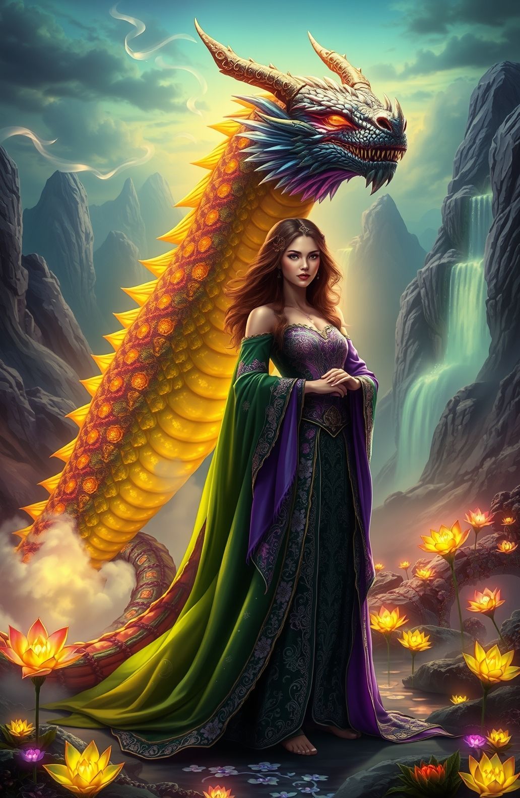 Woman And Dragon Wallpaper