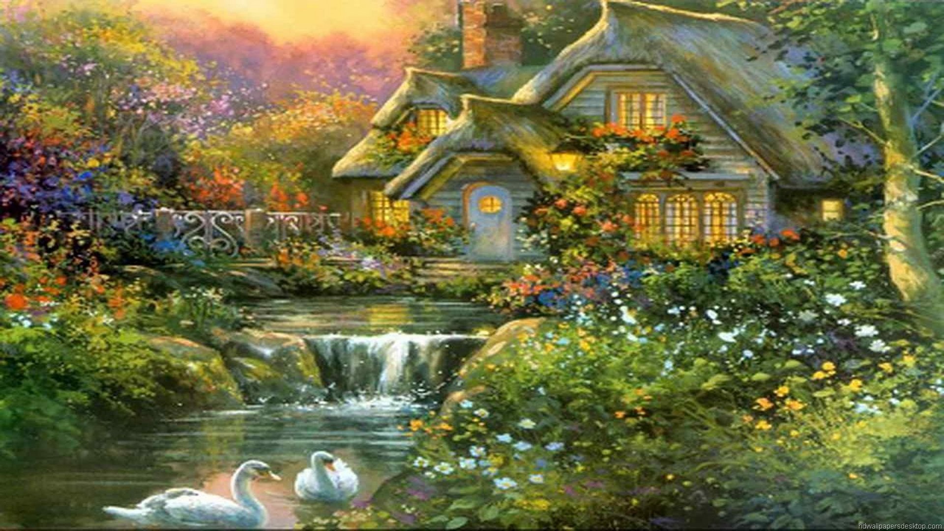 Thomas Kinkade Fall Desktop Wallpaper - WallpaperSafari