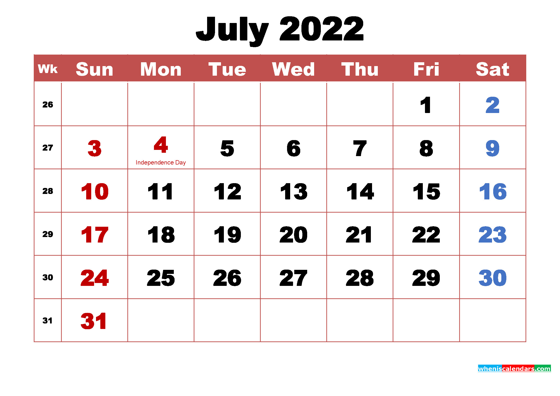 July Calendar Wallpaper High Resolution