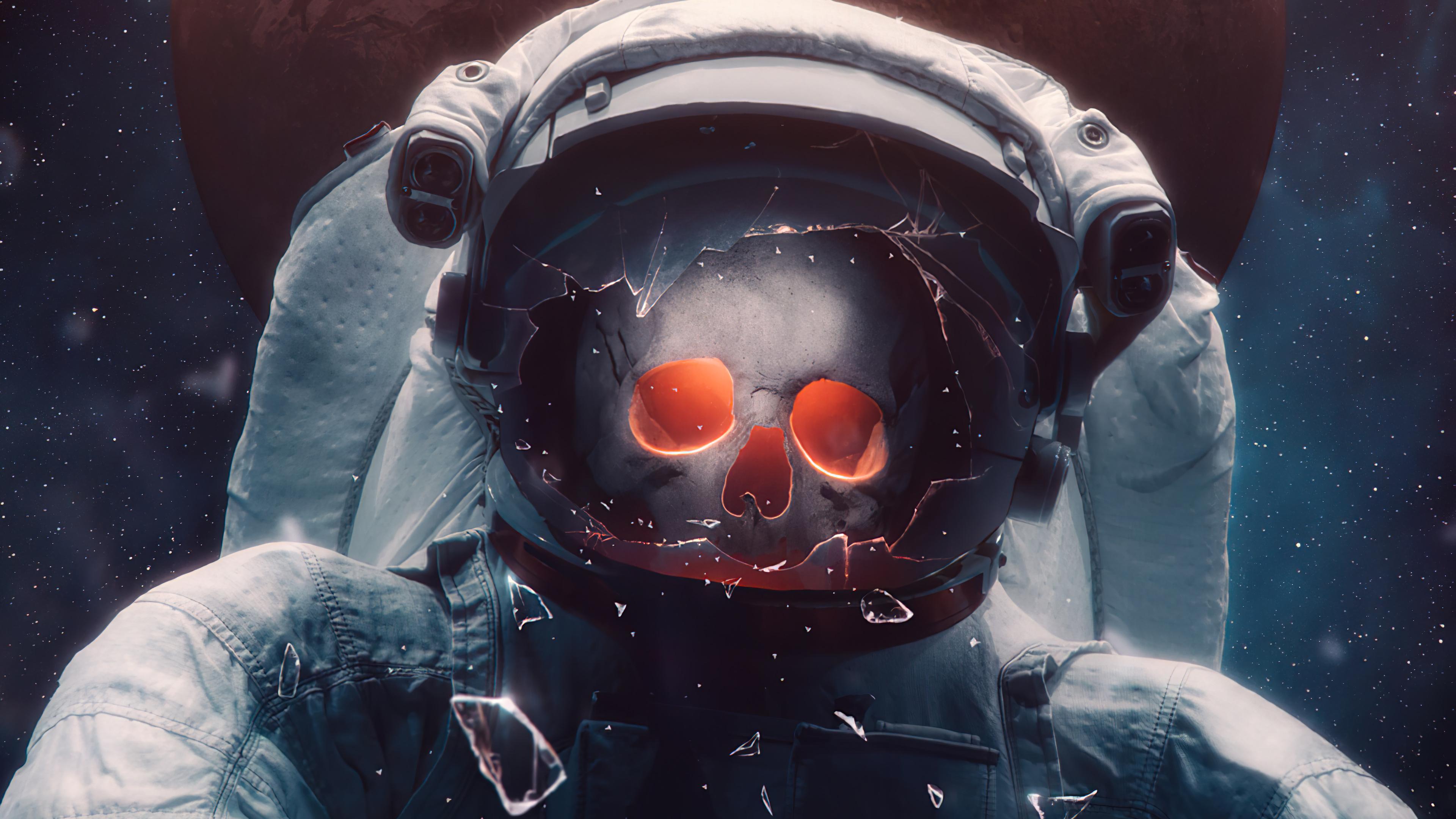 Astronaut Skull Wallpaper 4k