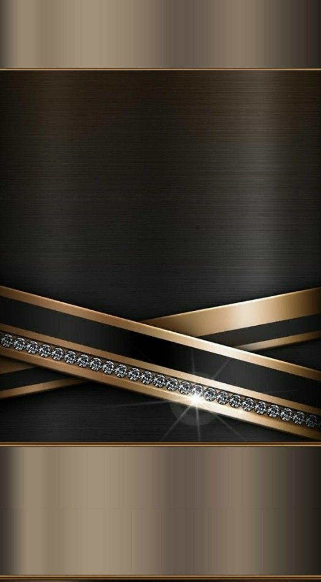 Elegant black and gold phone wallpaper with diamond accents